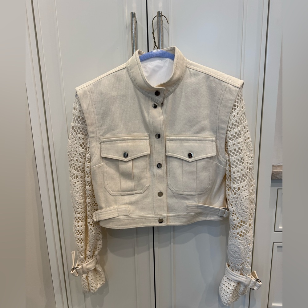 Veronica Beard Aylin Crochet-Sleeve Jacket – Size  small 4/6 - Picture 8 of 15